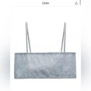 Zara Denim Glitter Crop Top NWT Size M/L